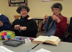 Céleste and Grace working on their fibre projects.