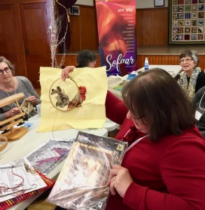 Tammy has started a new cross-stitch of a rooster.