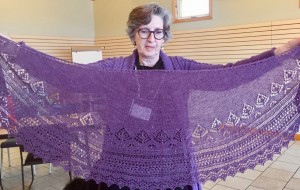 Lynn's gorgeous knitted shawl. We all wanted it!